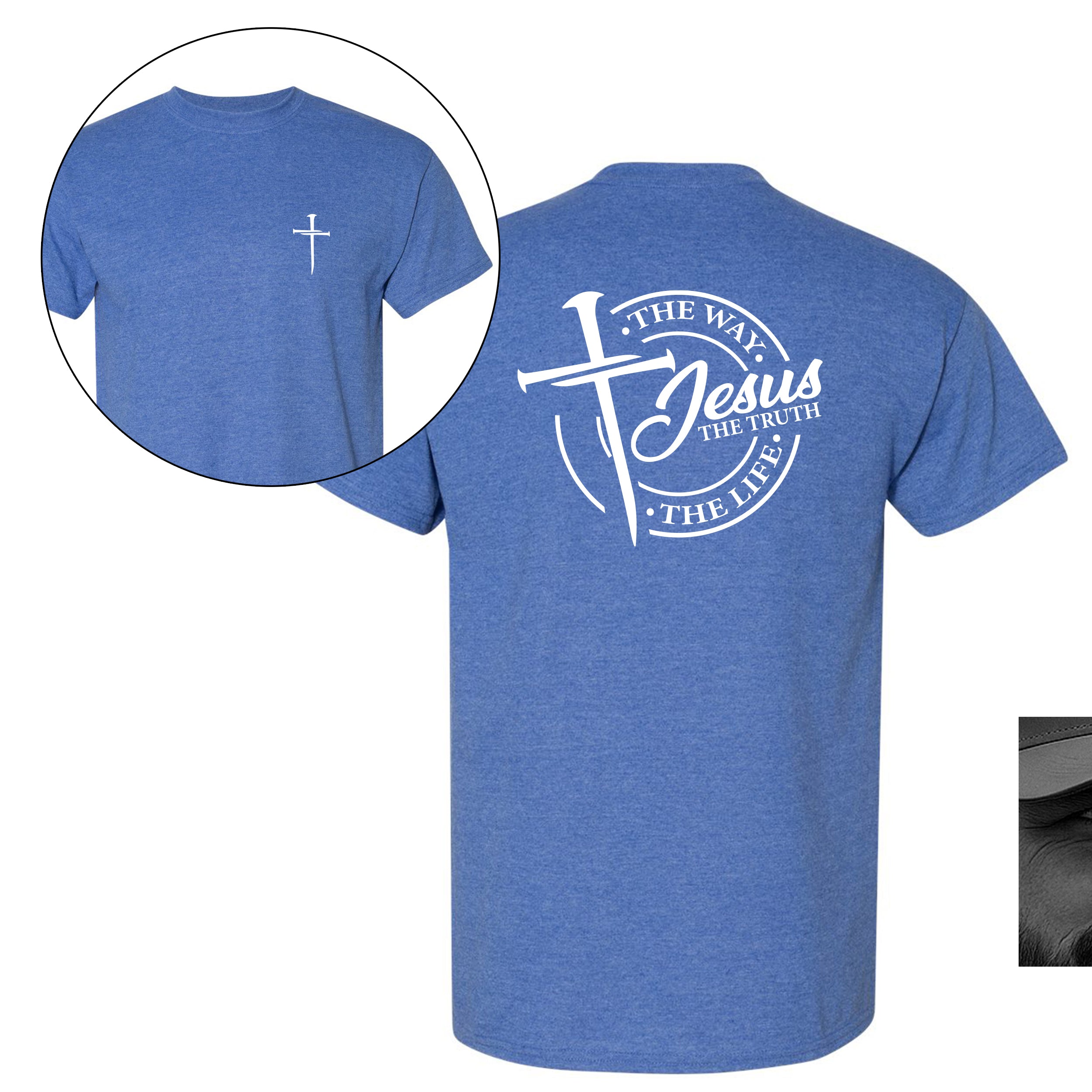 Left Chest Cross Print with Jesus, The Way. The Truth. The Life back print. T-Shirt: Proclaim Your Faith view 2