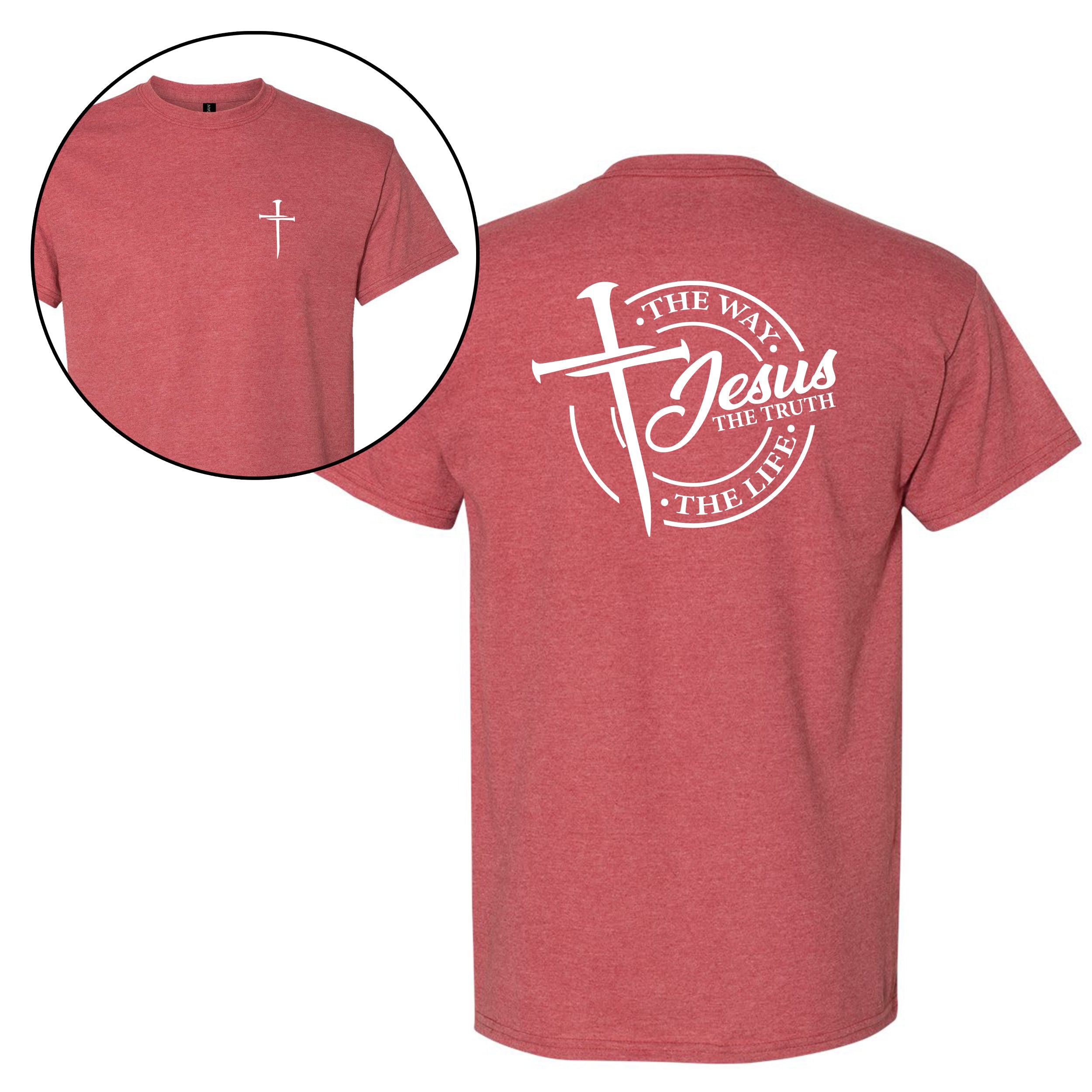 Left Chest Cross Print with Jesus, The Way. The Truth. The Life back print. T-Shirt: Proclaim Your Faith view 4