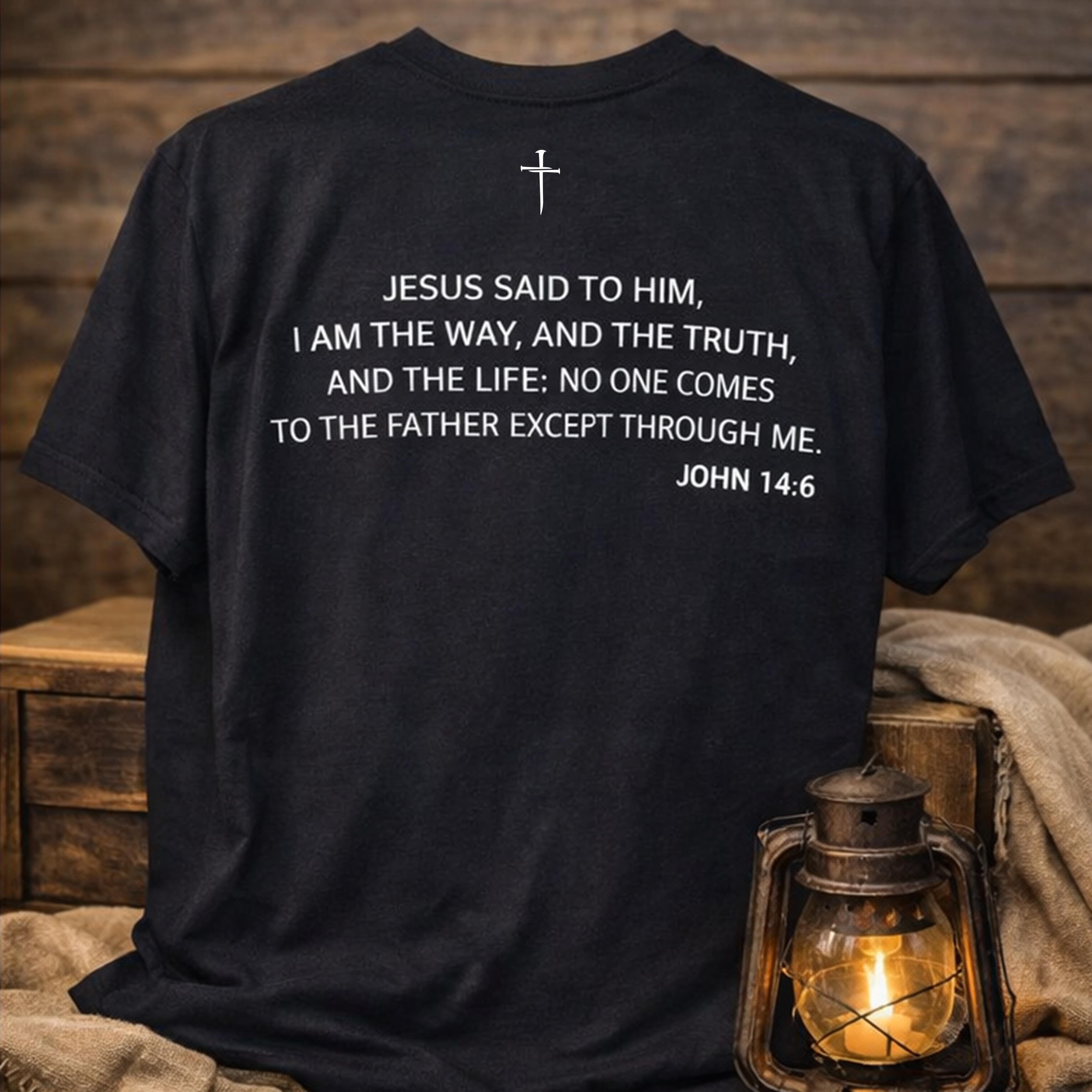 THE WAY Christian T-Shirt – John 14:6 Faith Shirt | Heavyweight USA-Made Gospel Tee view 2