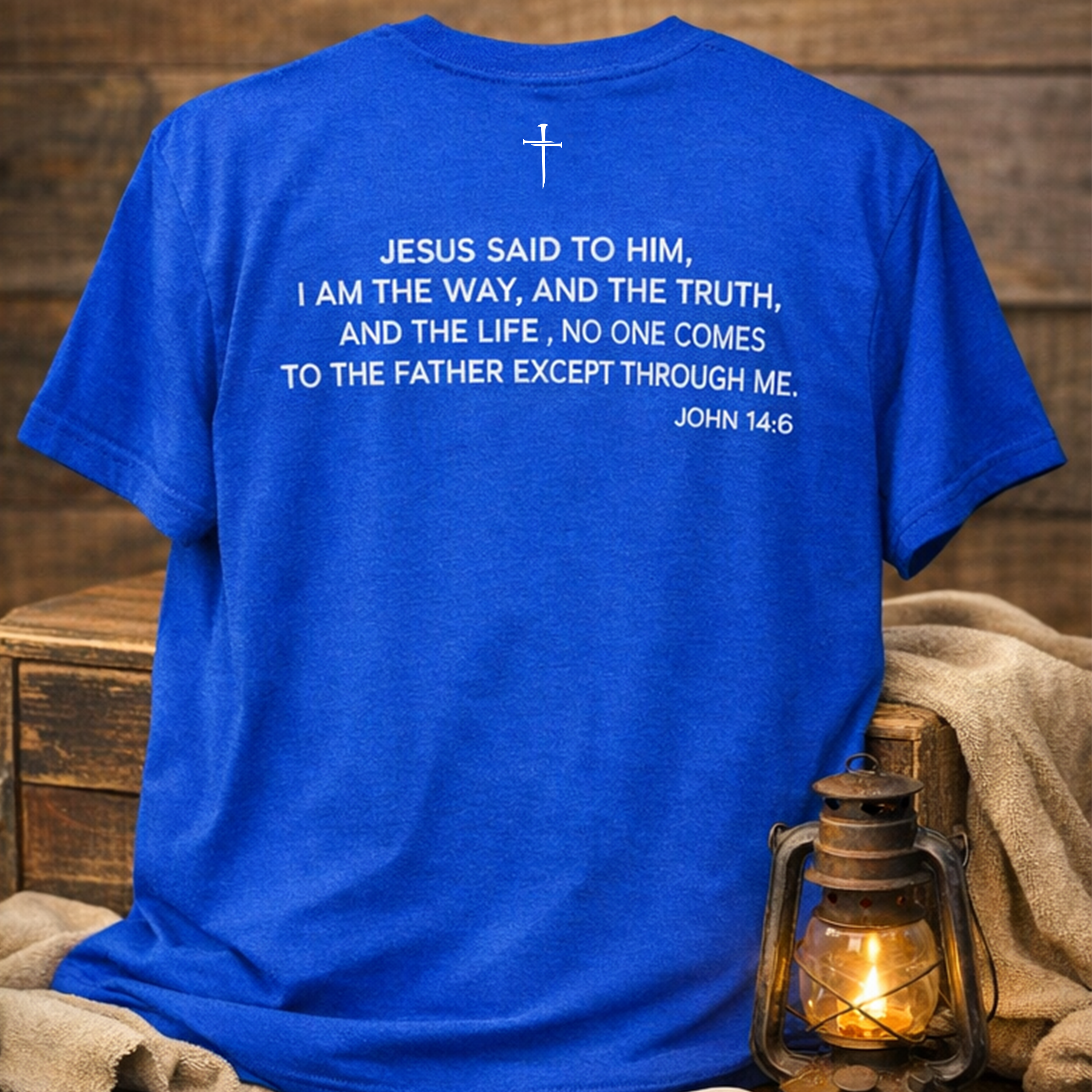 THE WAY Christian T-Shirt – John 14:6 Faith Shirt | Heavyweight USA-Made Gospel Tee view 3